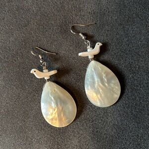 Mother of Pearl Teardrop Dove Earrings - White